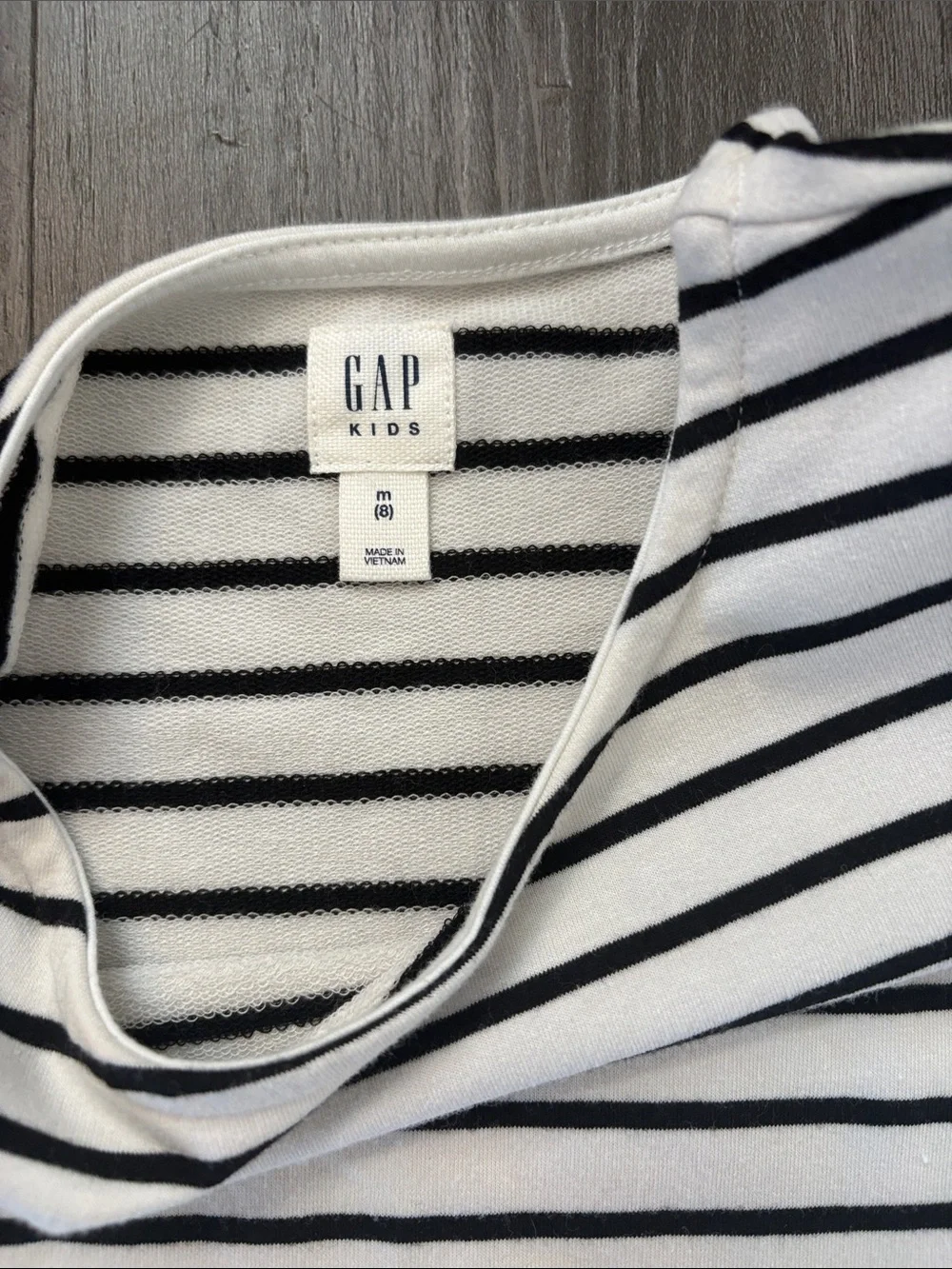 GAP Kids White and Black Striped Dress w/ Lace Sleeve Detail - EUC, size 8
